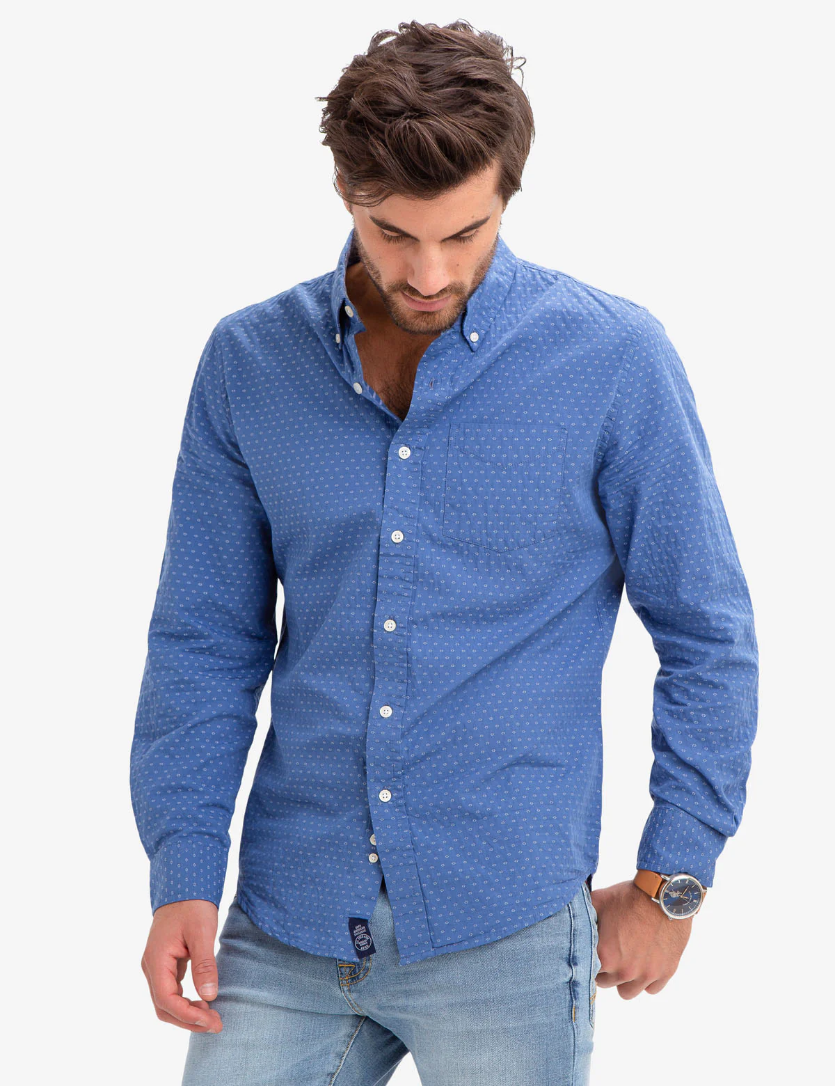 GEOMETRIC PRINT WOVEN SHIRT