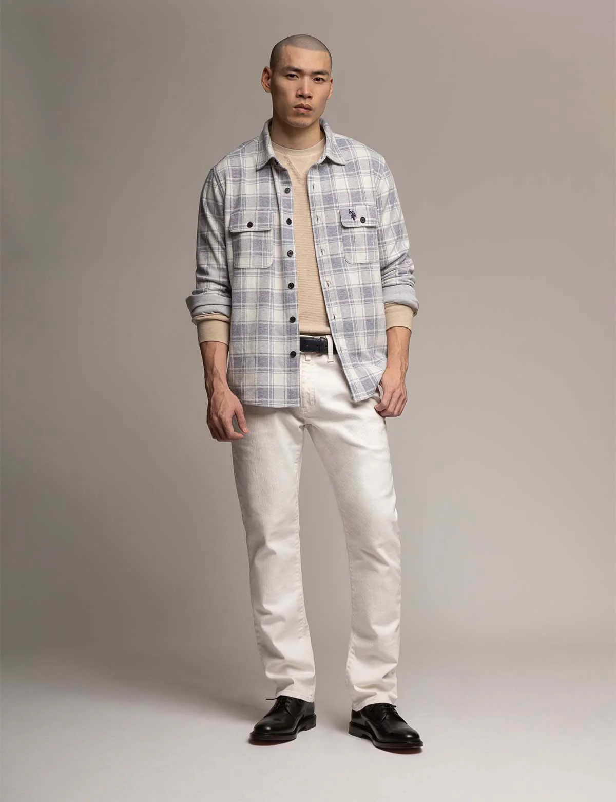 WHITE LABEL PLAID JACQUARD FULL PLACKET SHIRT - Image 3