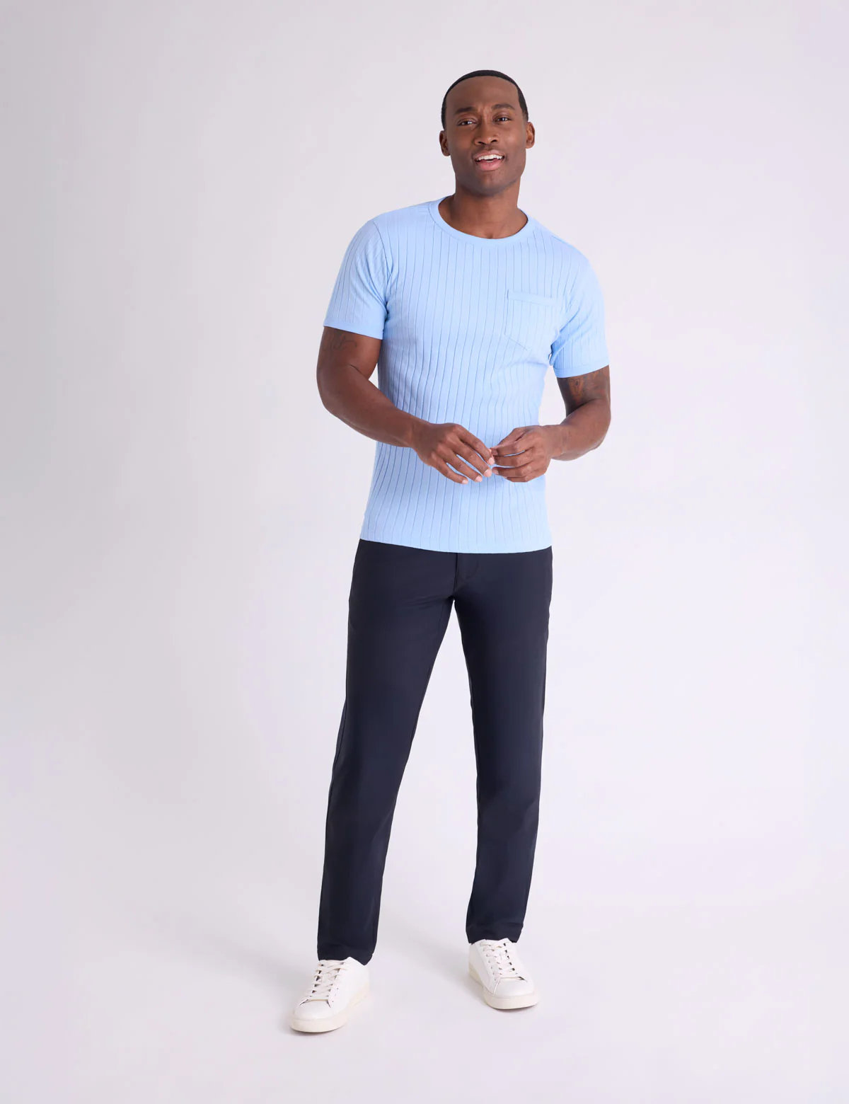 WHITE LABEL RIB CREW T-SHIRT WITH POCKET - Image 8
