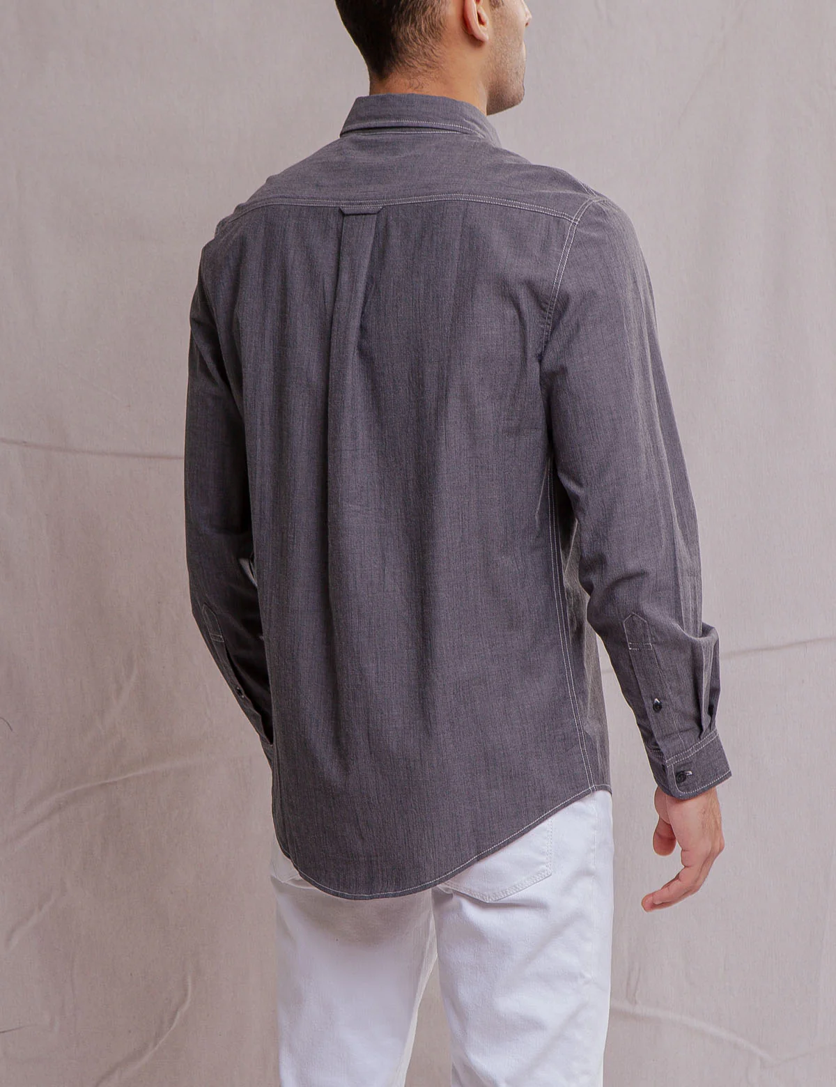 WHITE LABEL STRETCH CHAMBRAY SHIRT - Image 3