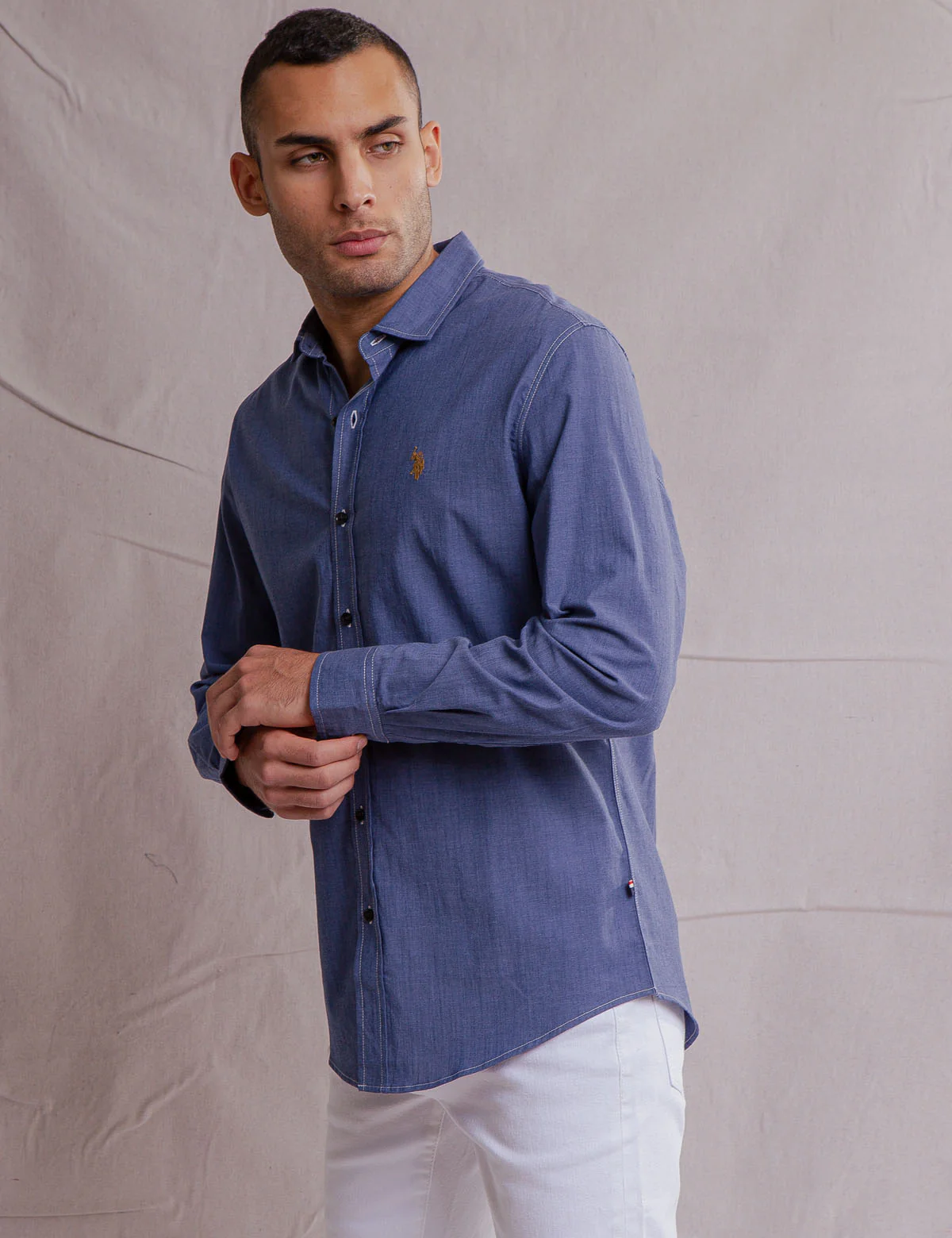 WHITE LABEL STRETCH CHAMBRAY SHIRT - Image 7