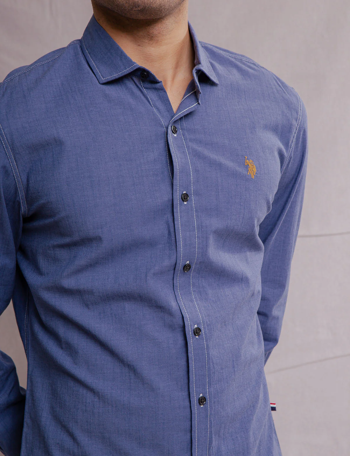 WHITE LABEL STRETCH CHAMBRAY SHIRT - Image 9