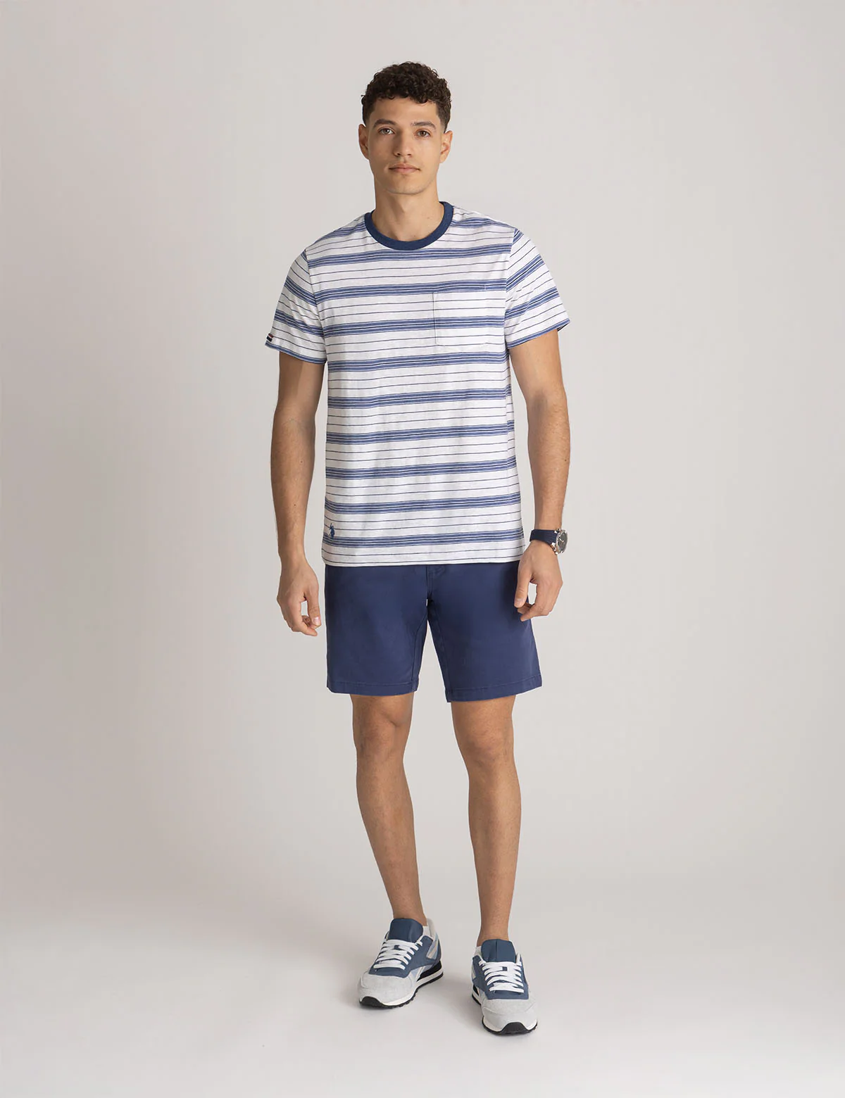 WHITE LABEL STRIPE CREW NECK T-SHIRT WITH POCKET - Image 2