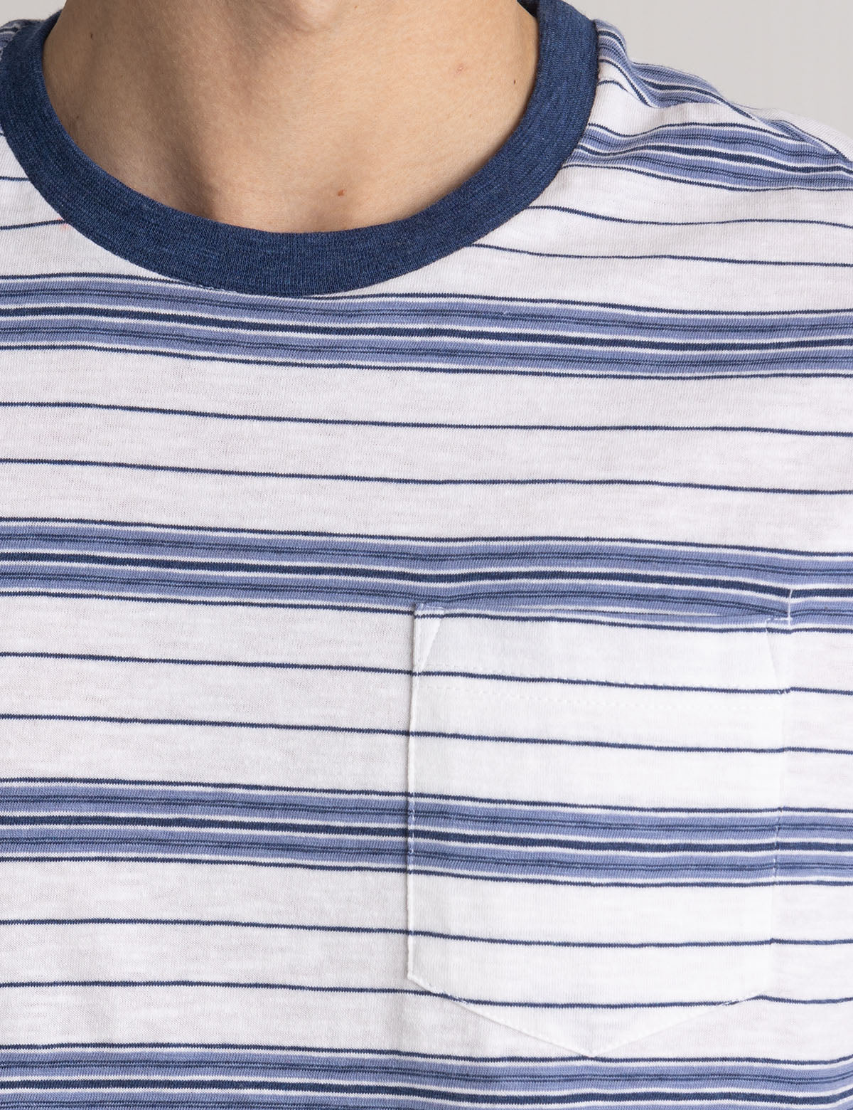 WHITE LABEL STRIPE CREW NECK T-SHIRT WITH POCKET - Image 4