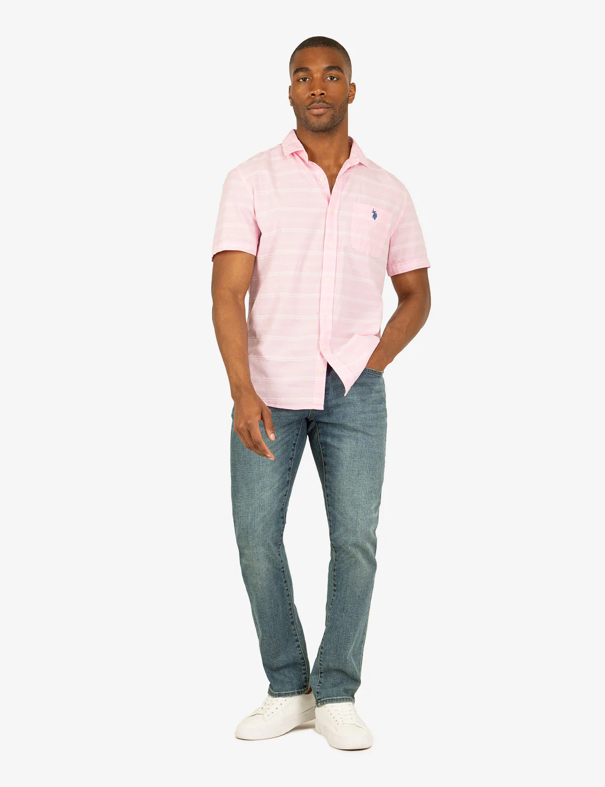 WHITE LABEL STRIPE SHORT SLEEVE WOVEN SHIRT - Image 2