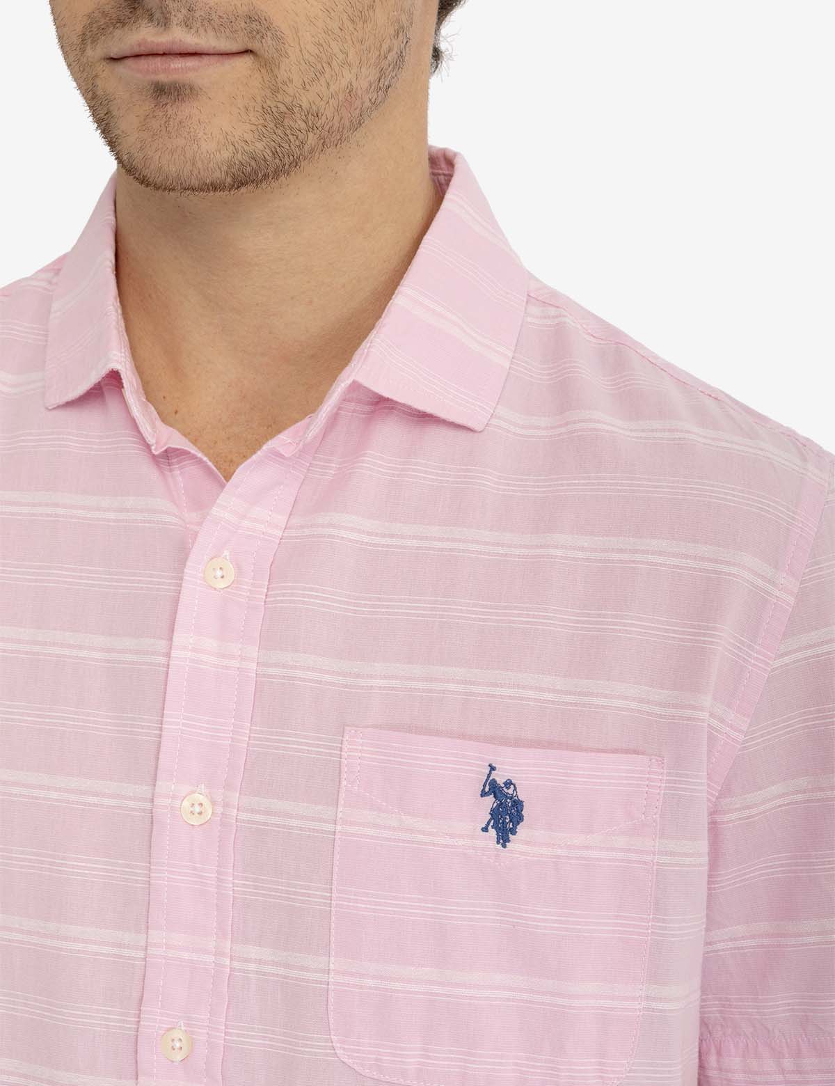 WHITE LABEL STRIPE SHORT SLEEVE WOVEN SHIRT - Image 3