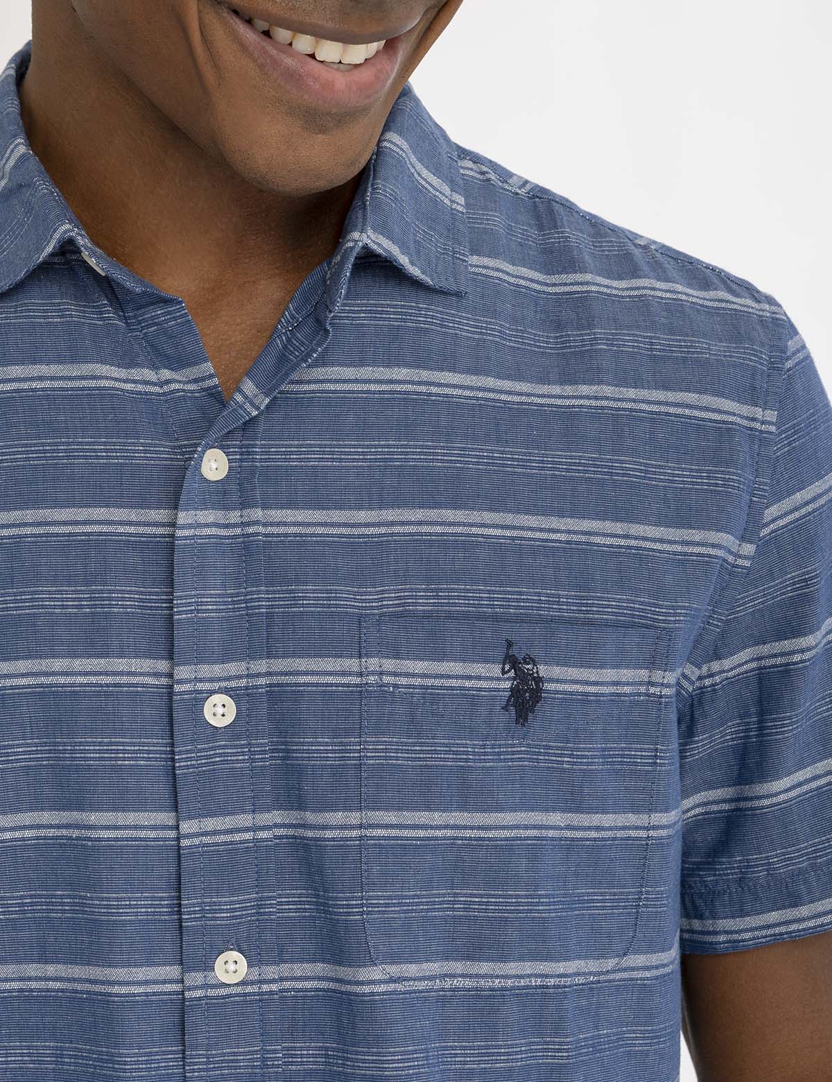 WHITE LABEL STRIPE SHORT SLEEVE WOVEN SHIRT - Image 9