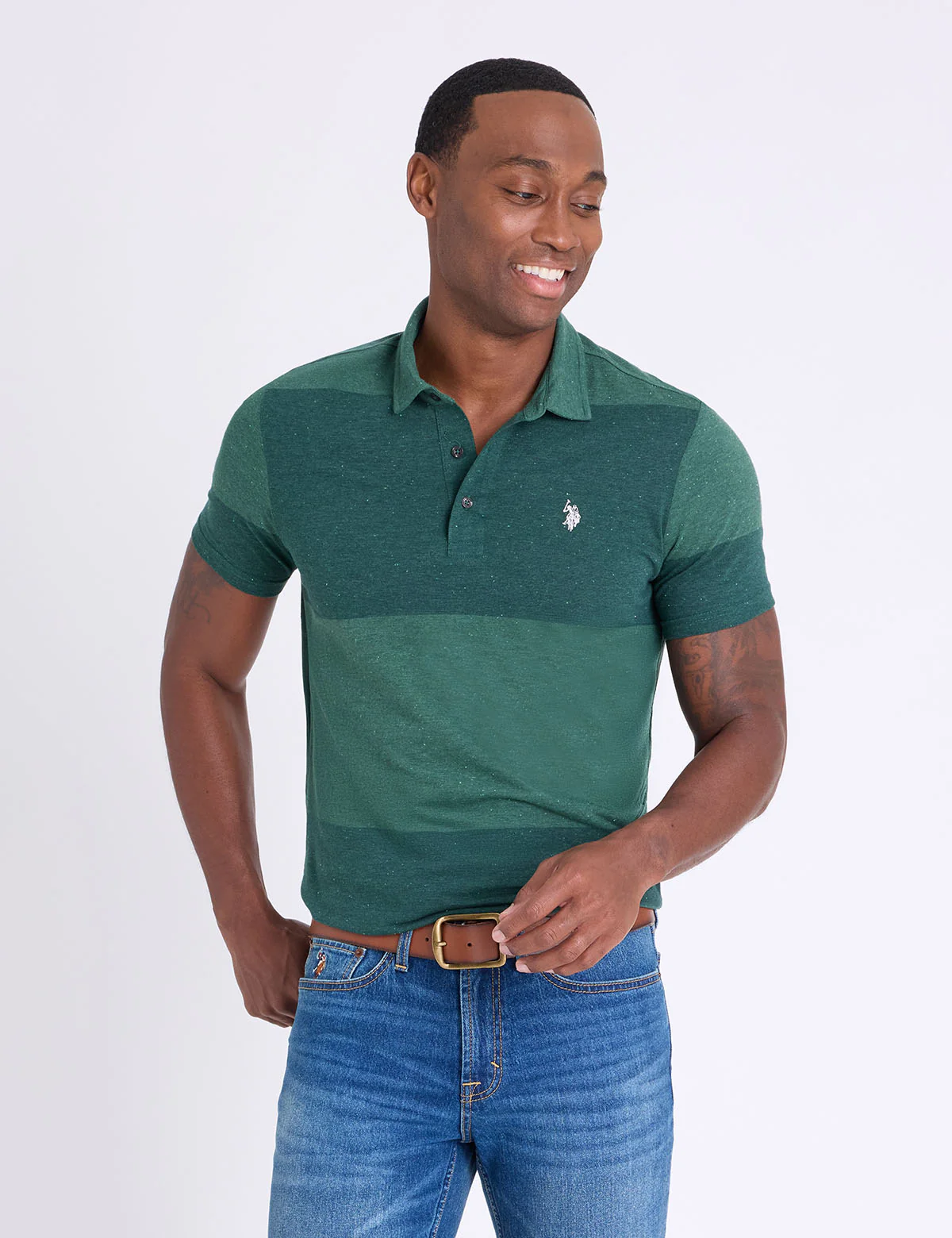 WHITE LABEL YARN DYE STRIPE JERSEY POLO SHIRT