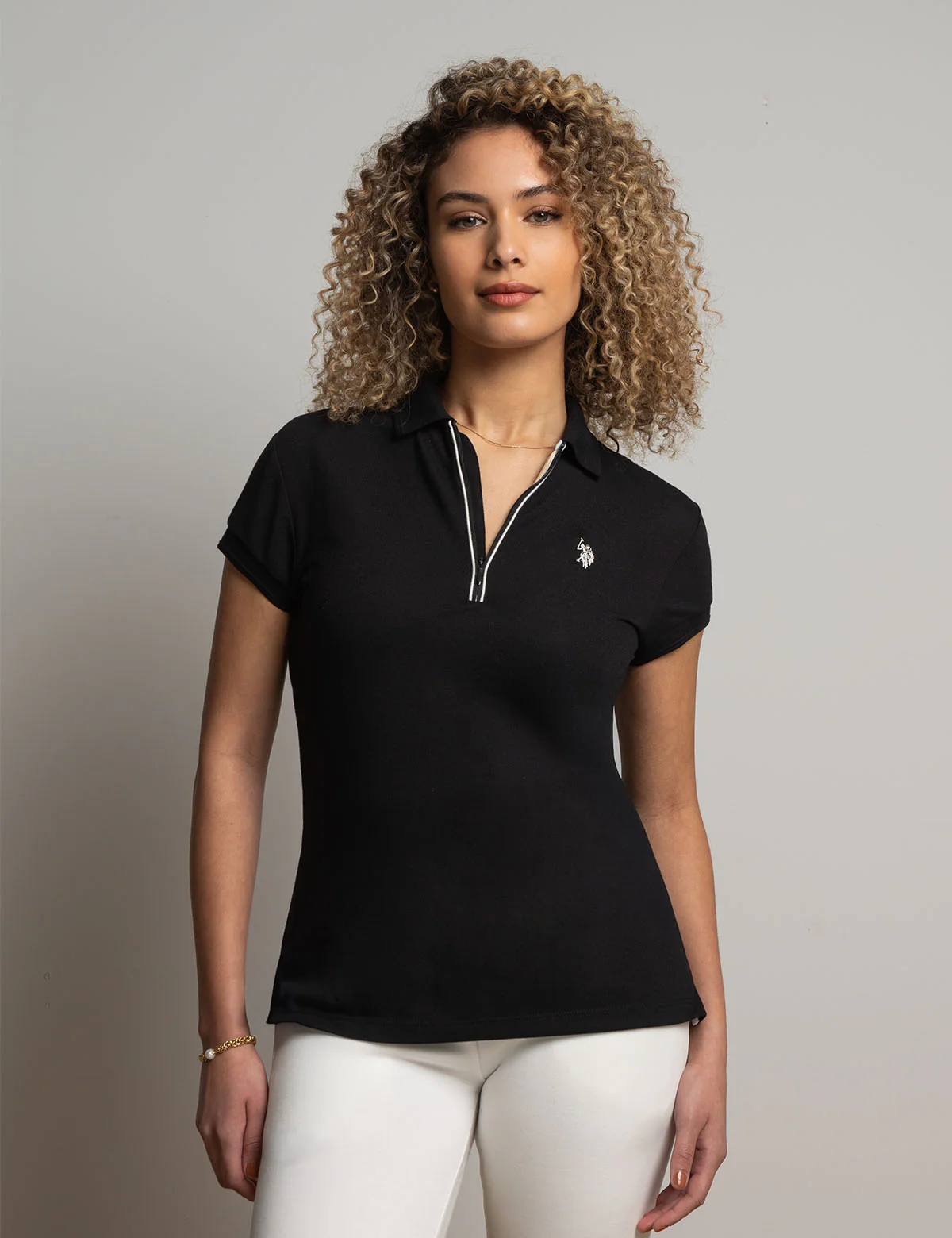WHITE LABEL ZIP POLO SHIRT WITH PIPING - Image 7