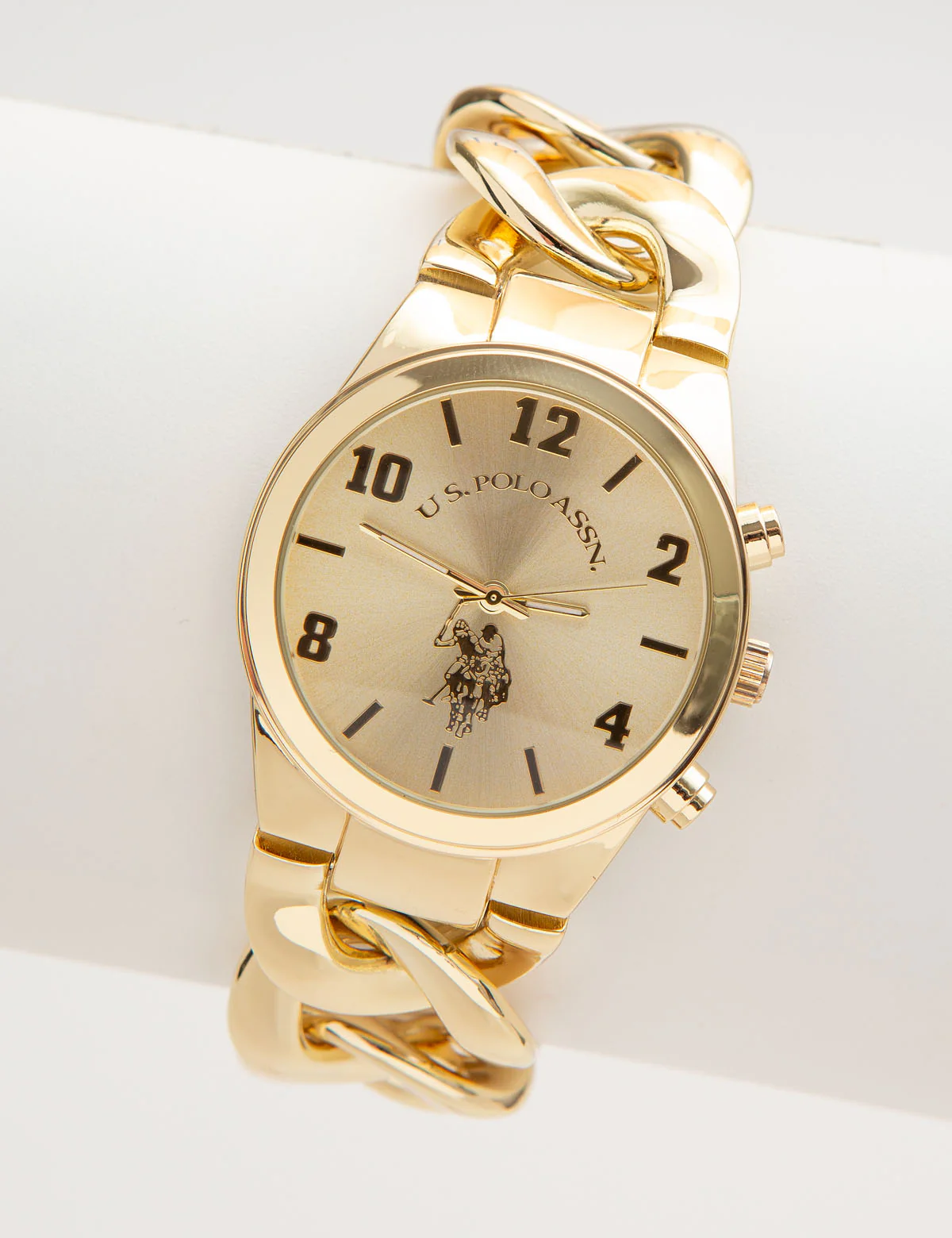 LADIES GOLD LARGE CHAIN BRACELET WATCH