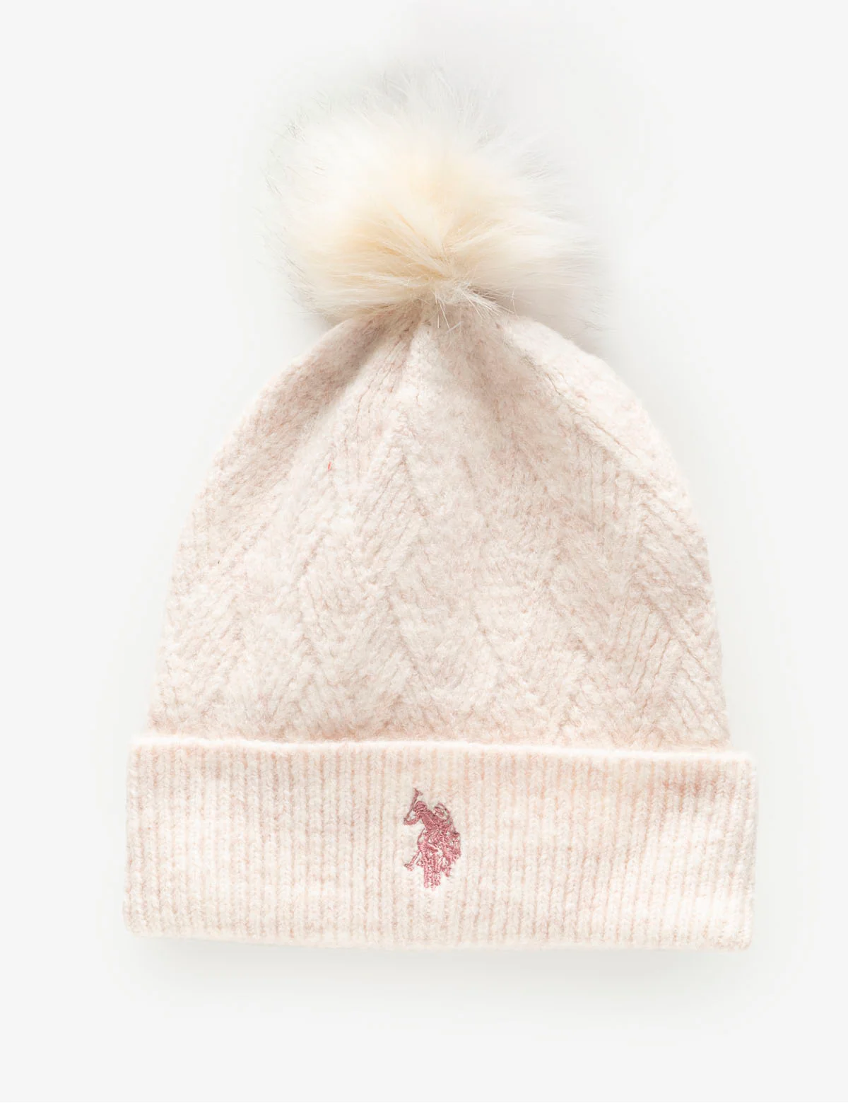 WOMENS POM POM MARLED BEANIE - Image 2