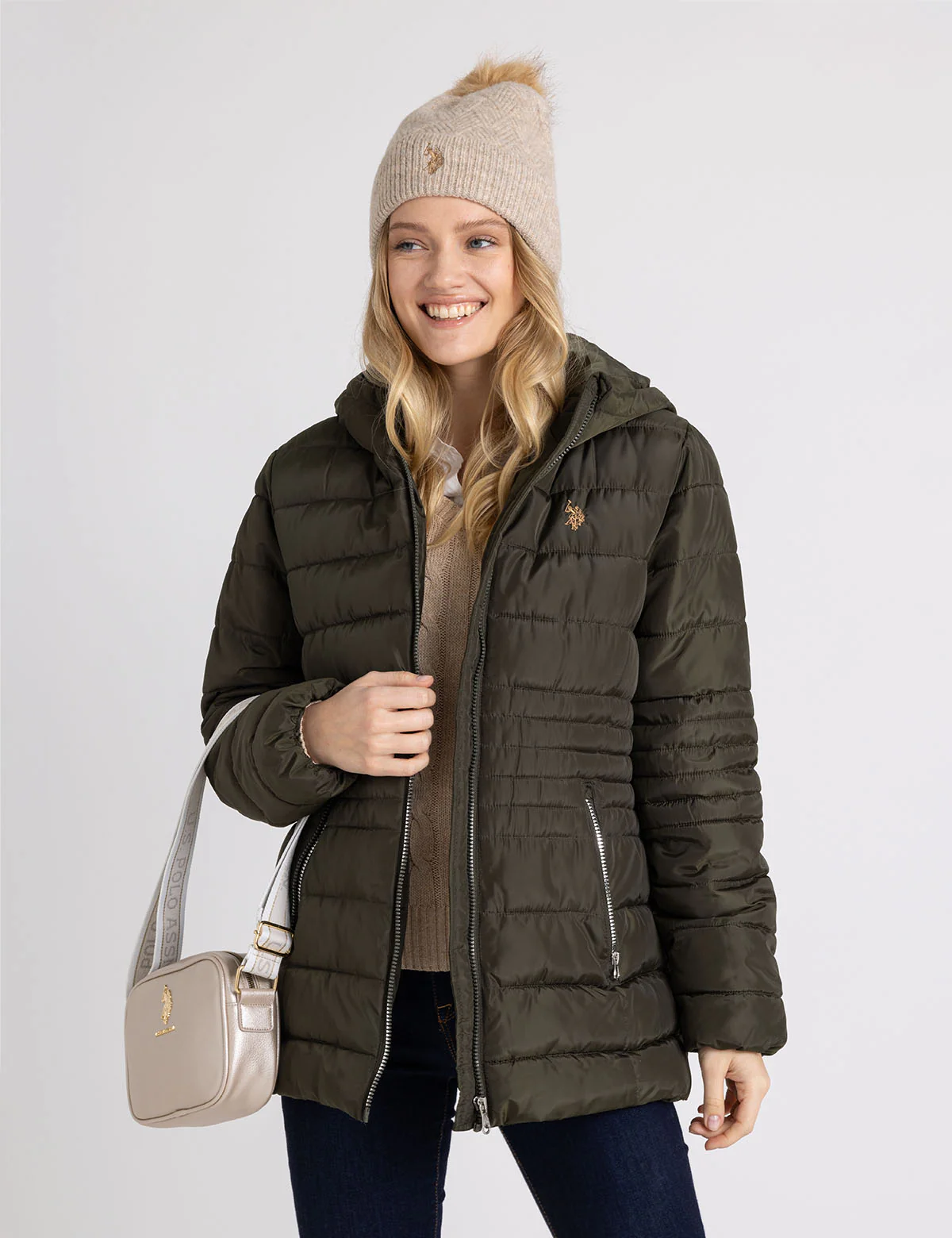 WOMENS POM POM MARLED BEANIE - Image 4