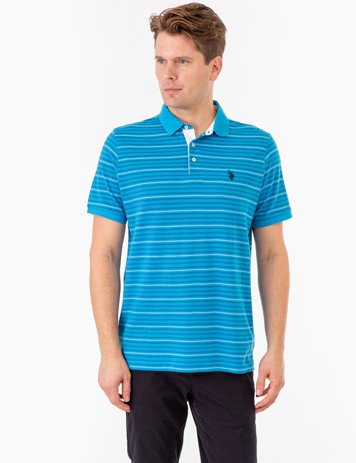 YARN DYE BIRDSEYE STRIPE PIQUE POLO SHIRT - Image 4
