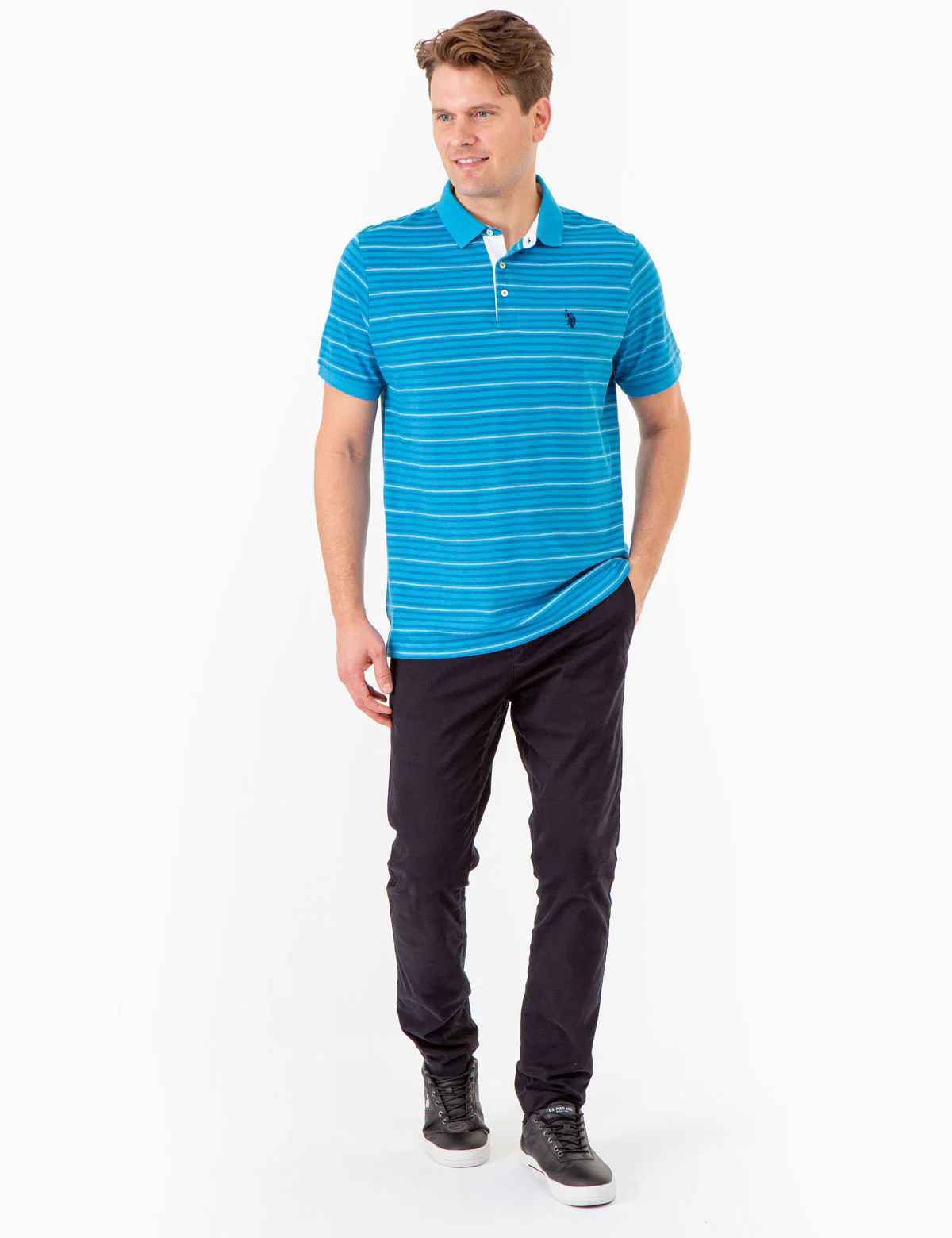 YARN DYE BIRDSEYE STRIPE PIQUE POLO SHIRT - Image 7