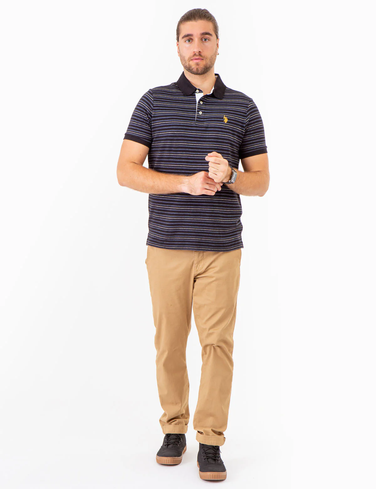 YARN DYE BIRDSEYE STRIPE PIQUE POLO SHIRT - Image 9