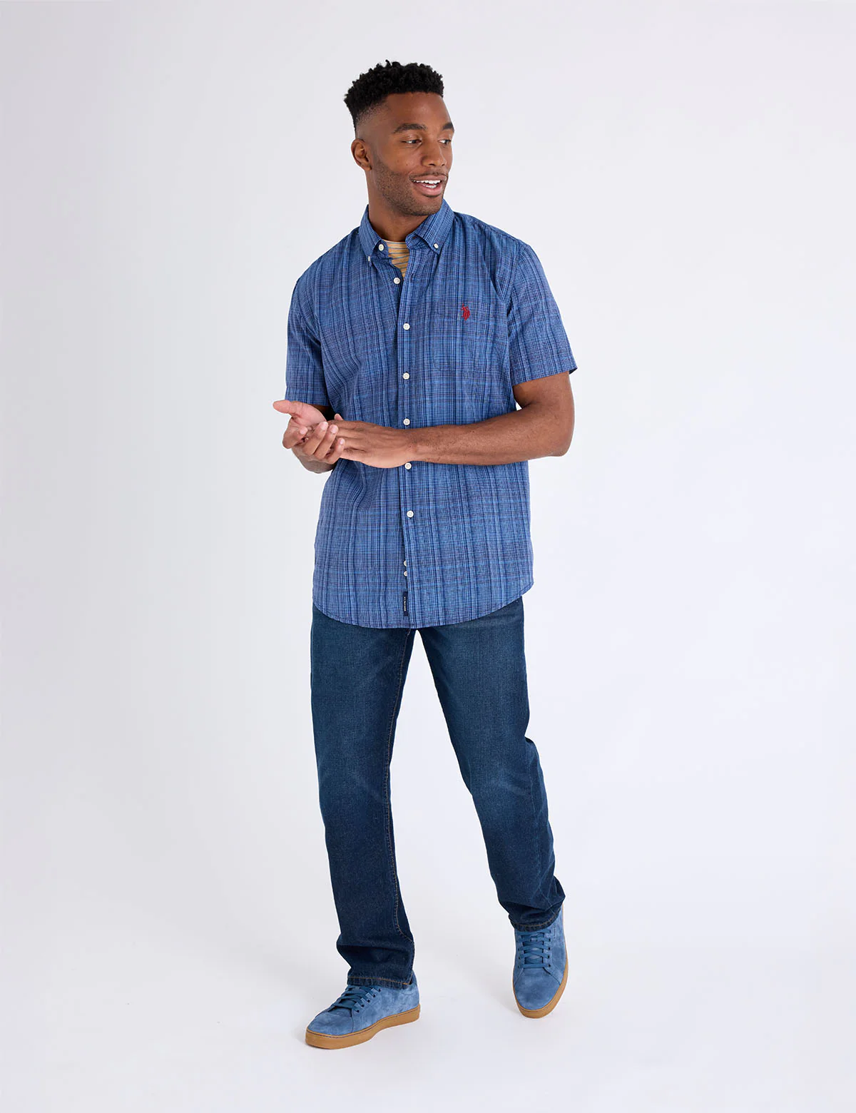 YARN DYE COTTON SHORT SLEEVE SHIRT - Image 3
