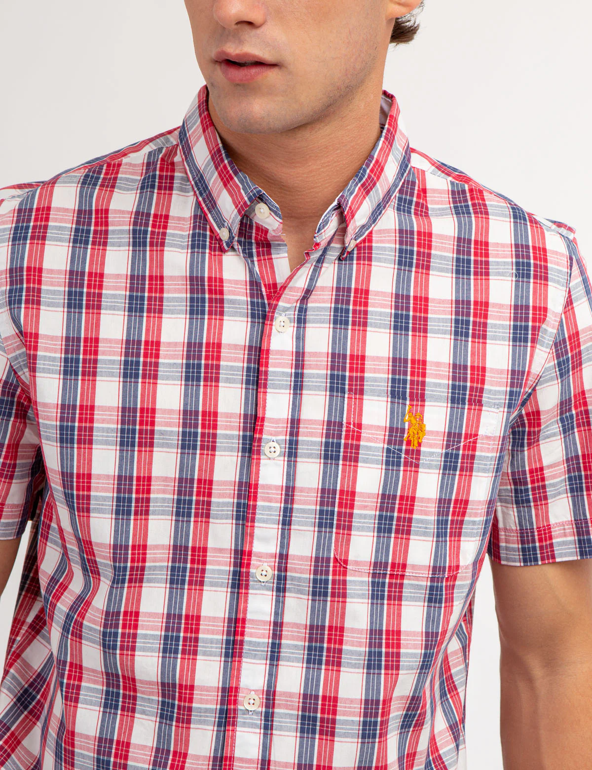 YARN DYE PEACHED POPLIN PLAID SHORT SLEEVE SHIRT - Image 2