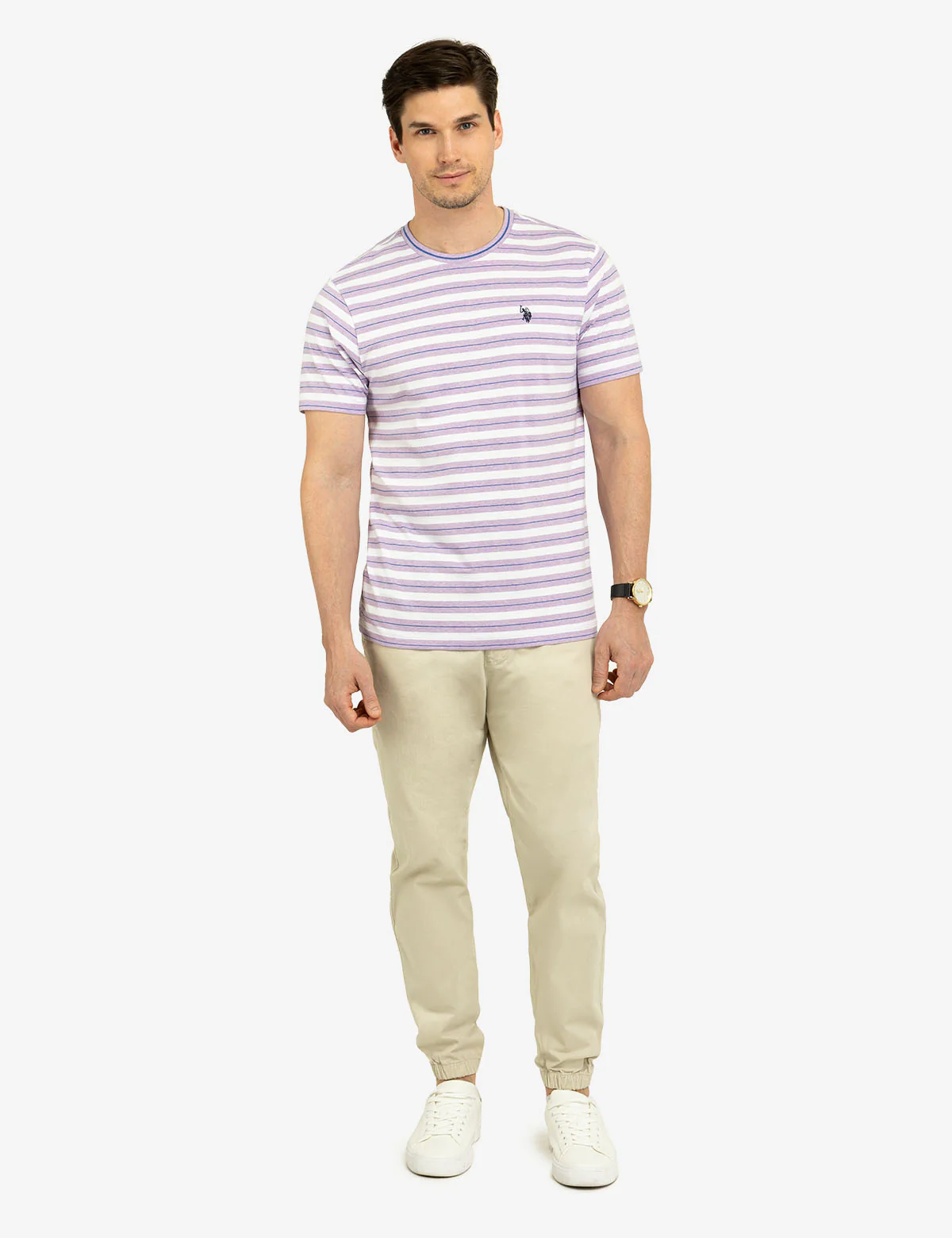 YARN DYE STRIPE JERSEY CREW NECK T-SHIRT - Image 3