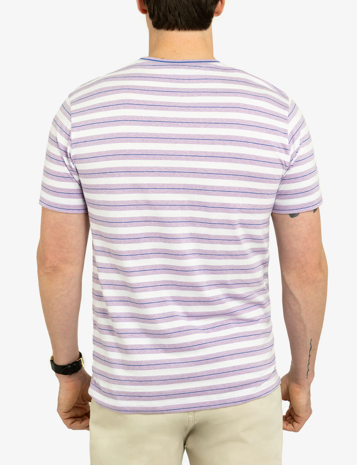 YARN DYE STRIPE JERSEY CREW NECK T-SHIRT - Image 4