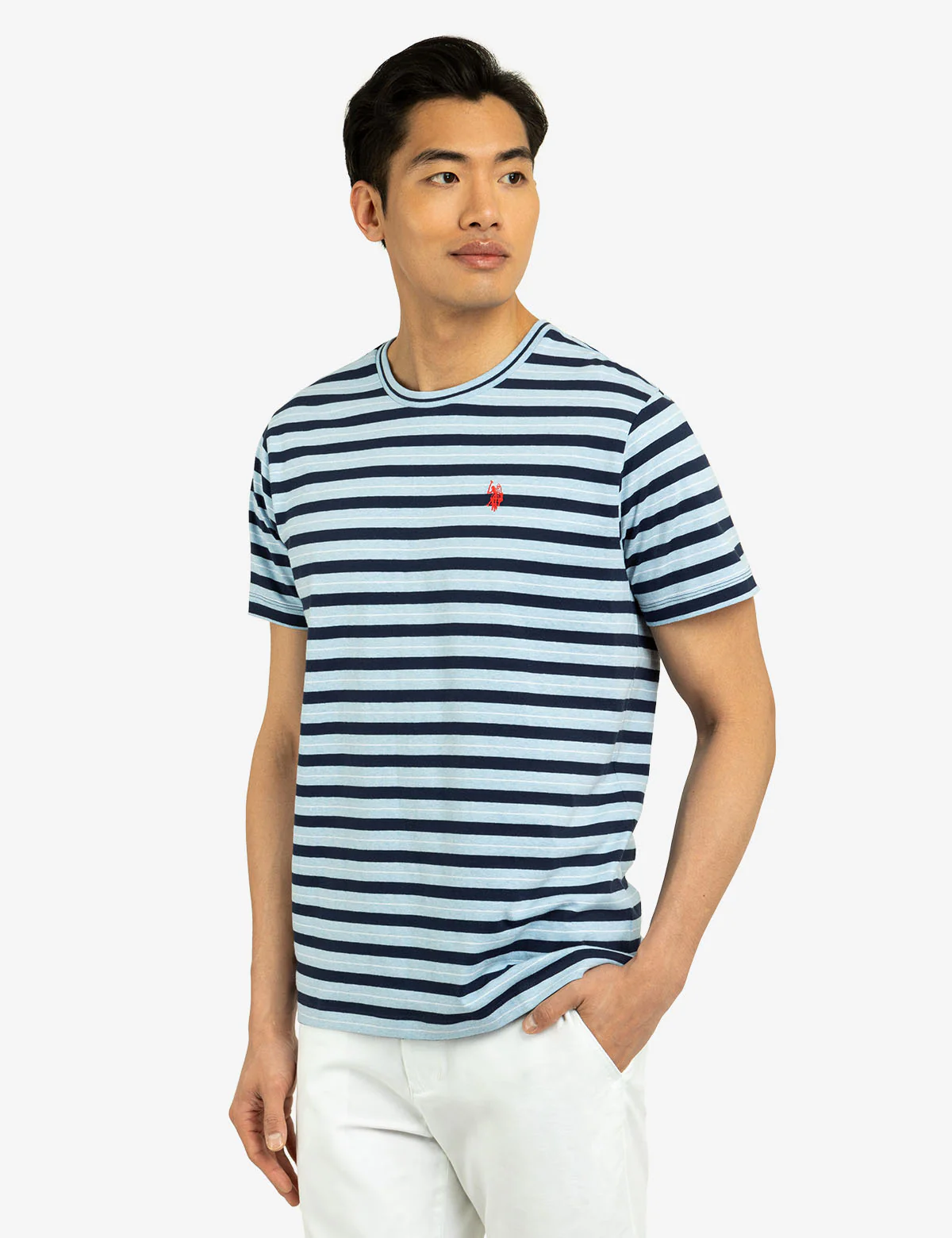 YARN DYE STRIPE JERSEY CREW NECK T-SHIRT - Image 5