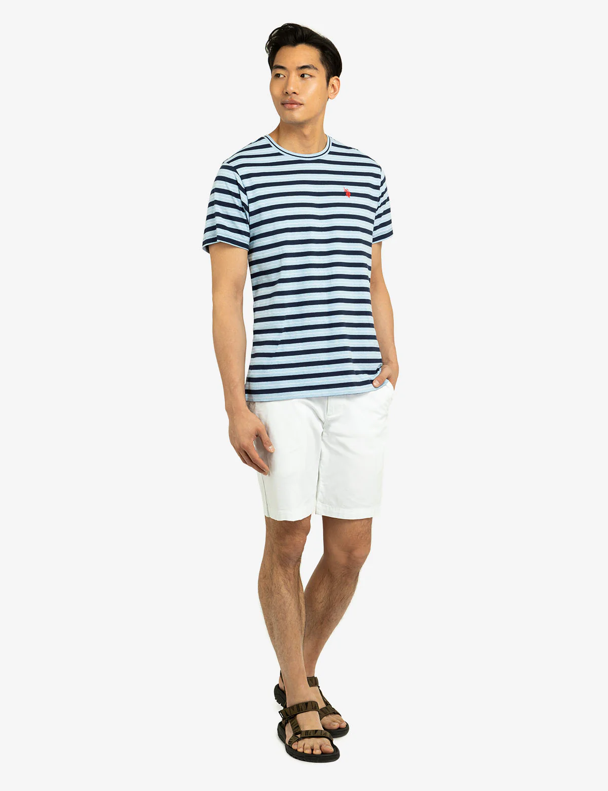 YARN DYE STRIPE JERSEY CREW NECK T-SHIRT - Image 6