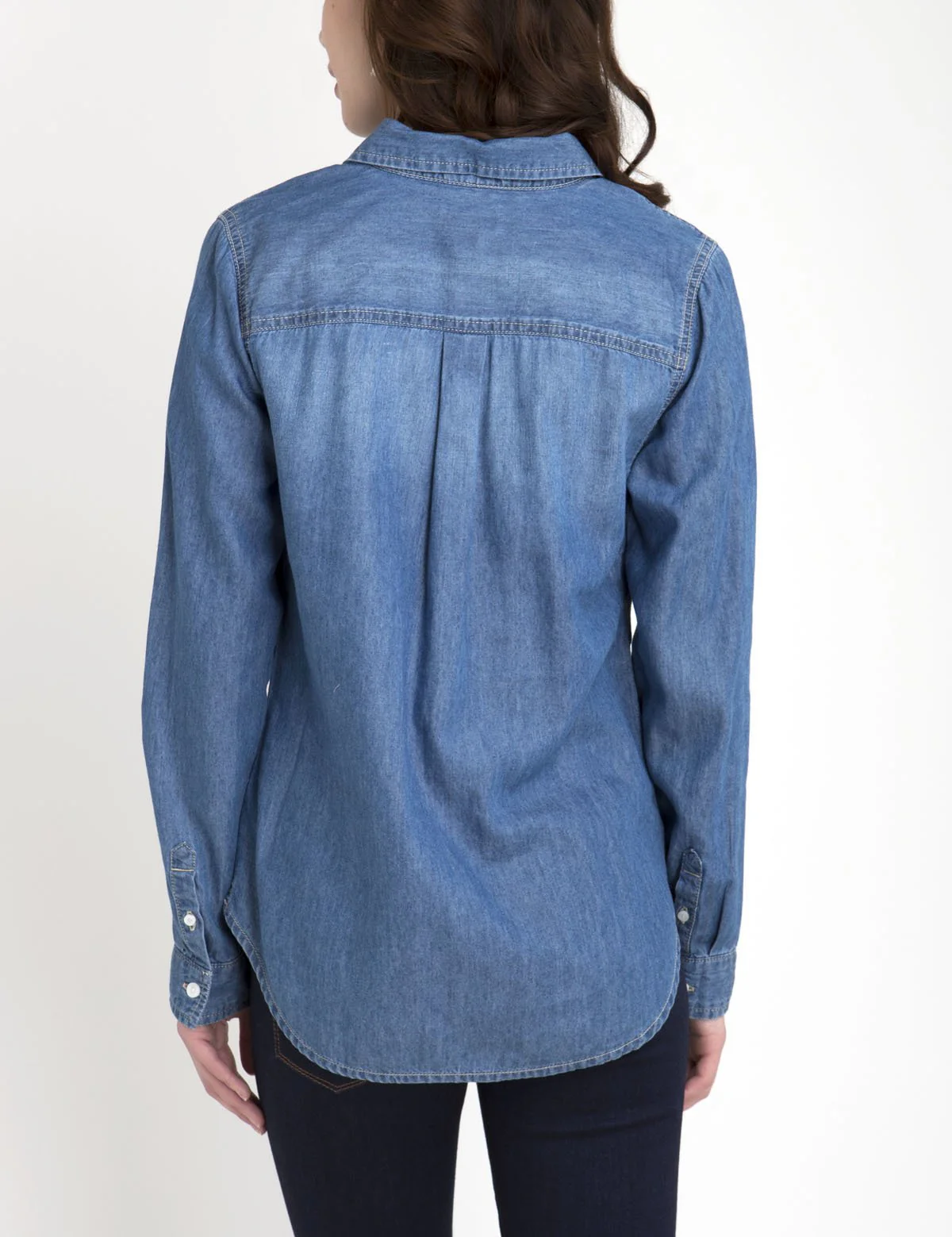 ZIP PLACKET POPOVER CHAMBRAY SHIRT - Image 6