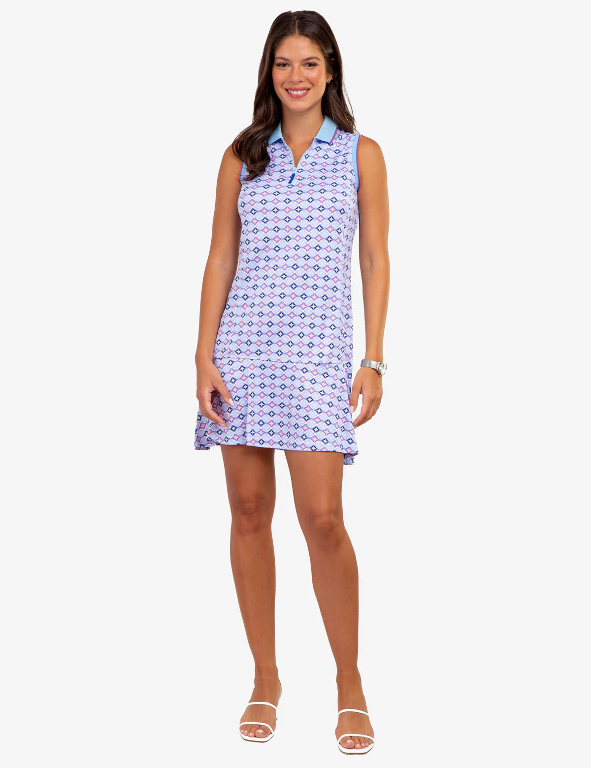 ZIP UP FLOUNCE PRINTED POLO DRESS - Image 10