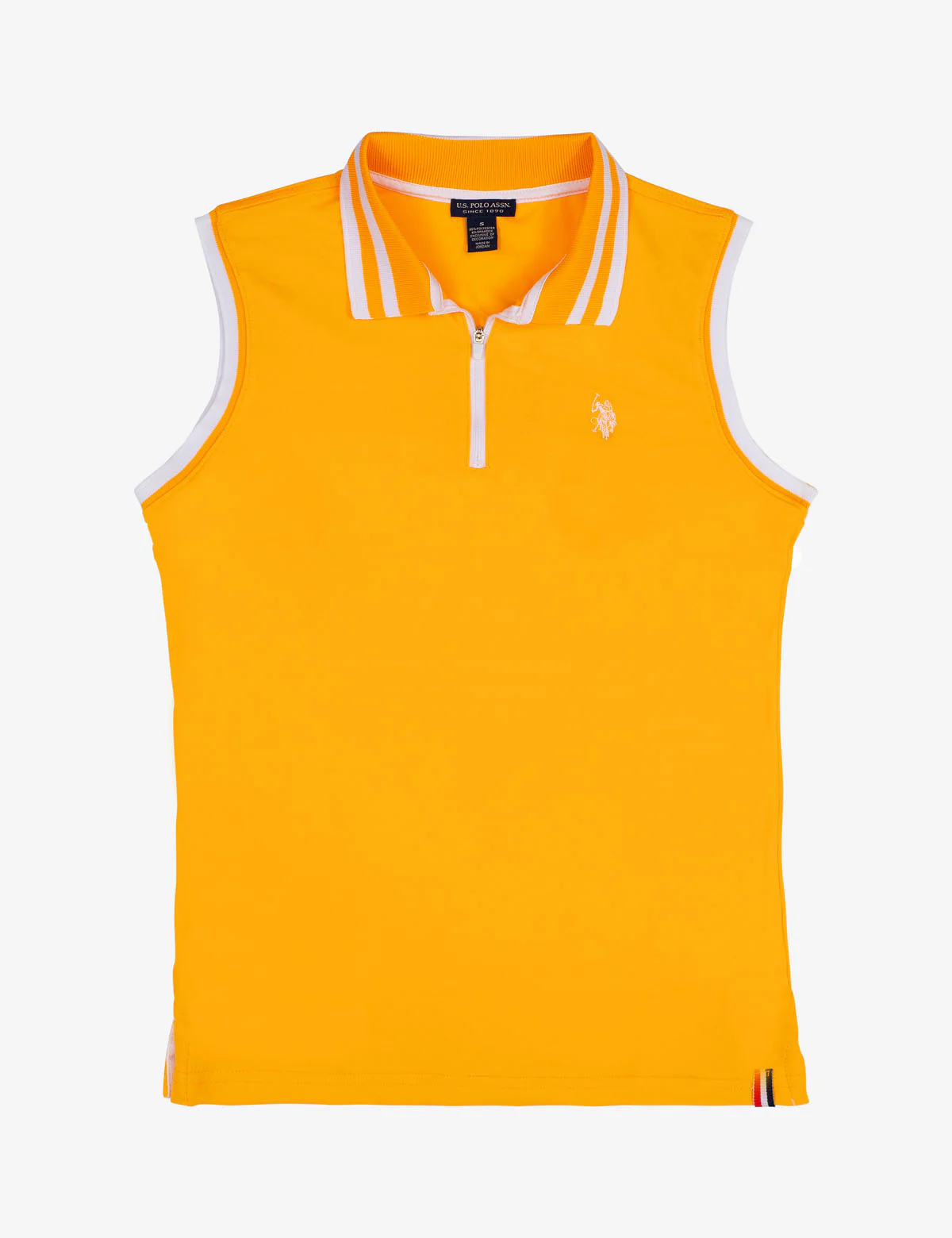 ZIP UP SLEEVELESS SOLID POLO SHIRT