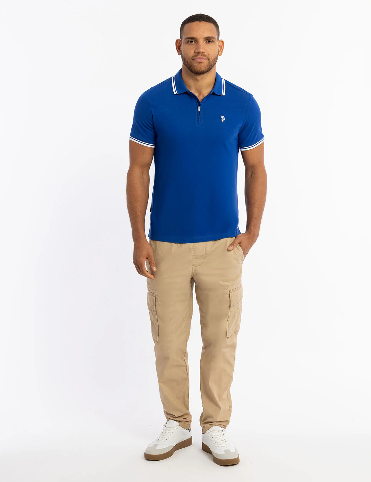ZIPPER PLACKET TIPPED JERSEY POLO SHIRT - Image 3